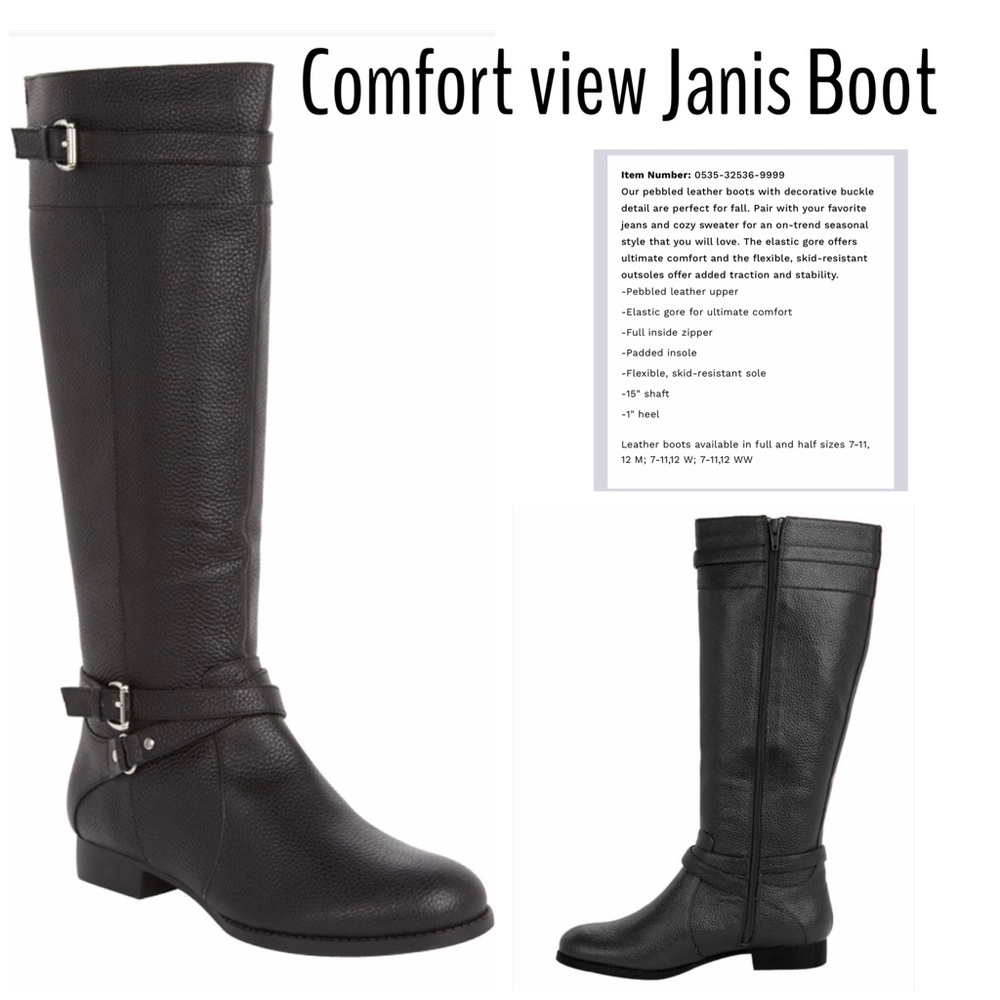 NWOT Comfortview Janis Leather Dark Brown Boot
